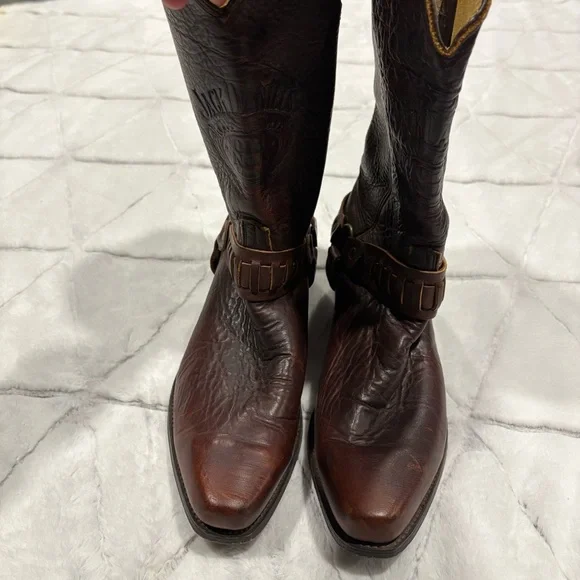 Jack Daniel’s Leather Cowboy Boots Sz 12D Brown Western Country Rodeo